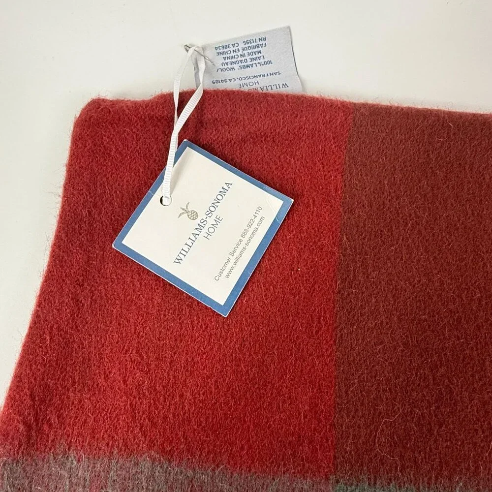 Williams Sonoma Home Wool Red Checkered Colorblock Throw Pillow Cover